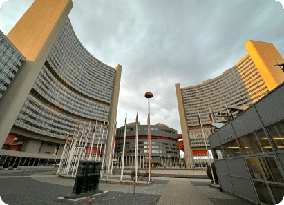Exterior view of the United Nations building in Vienna